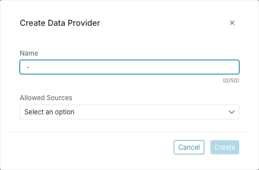 The Create Data Provider dialog