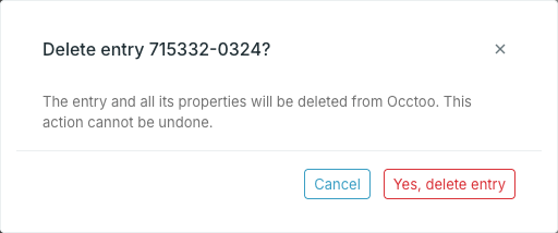 The Delete entry dialog