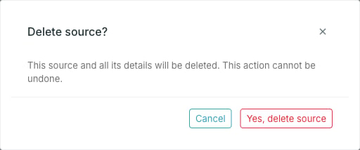The Delete source dialog