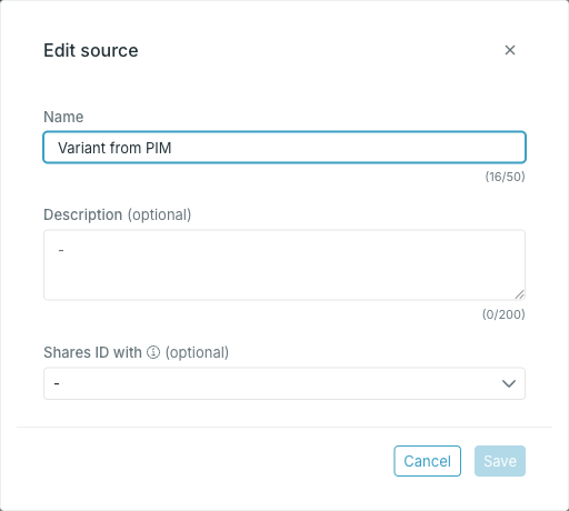 The Edit source dialog