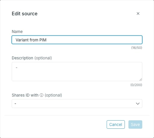 The Edit source dialog