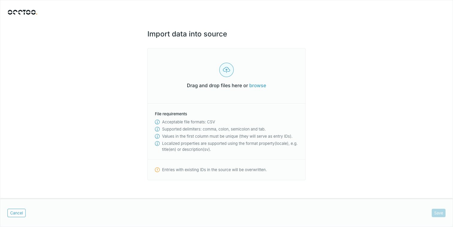 The import dialog