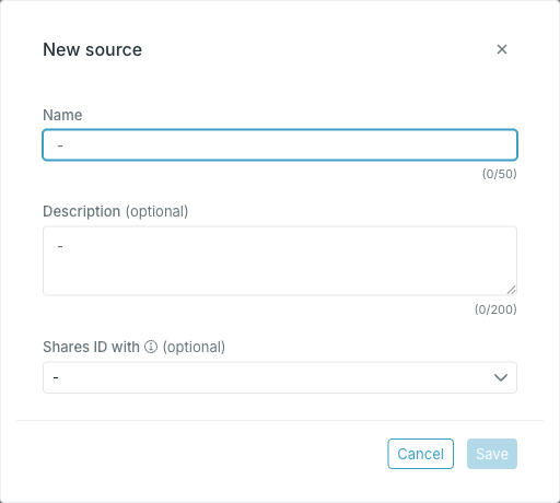 The New source dialog