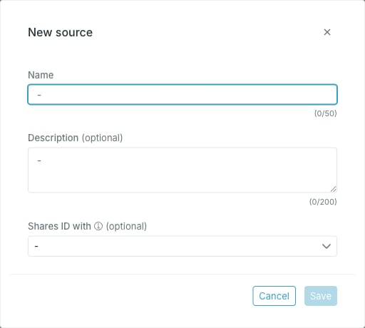 The New source dialog