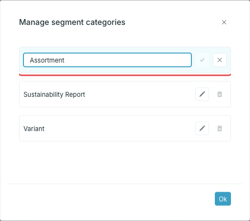 Category name in edit mode