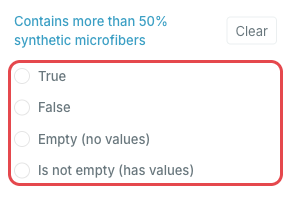 Boolean filter options
