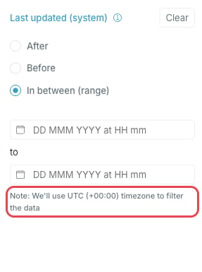 Date filter with an in between range