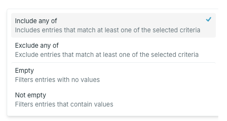 Operator dropdown for a facet filter