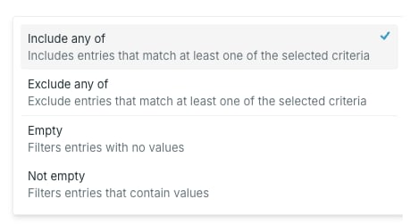 Operator dropdown for a facet filter