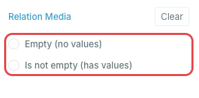 Relation filter options