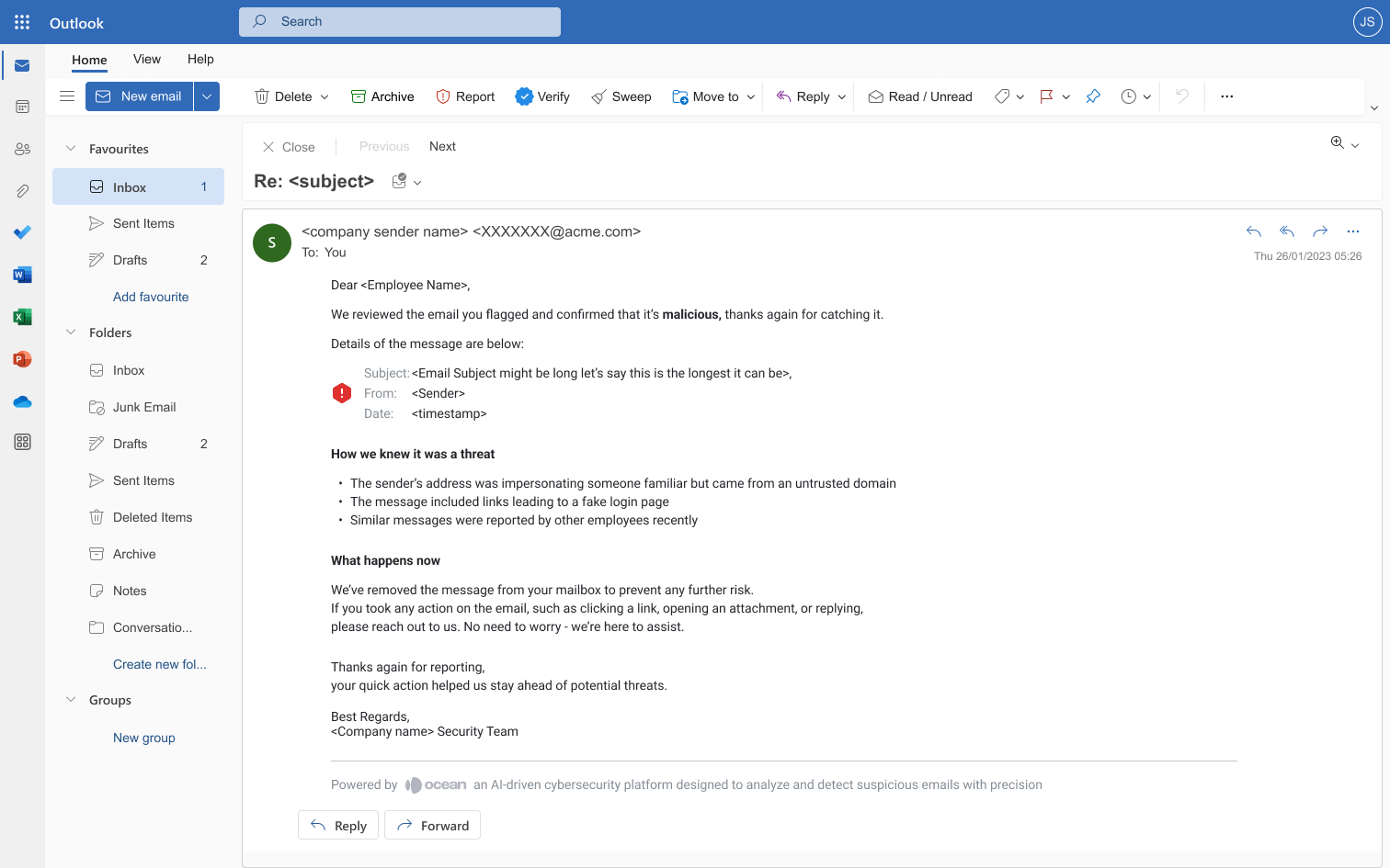 Ai Response M365 Malicious