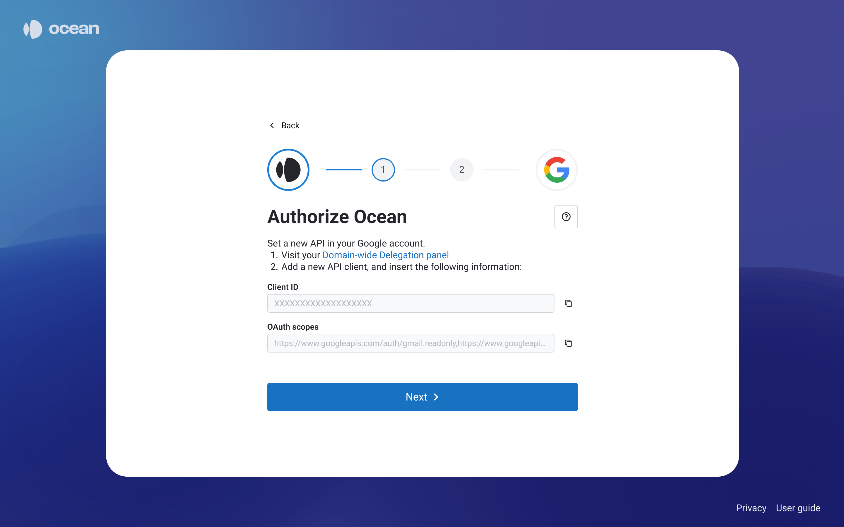 Authorize Ocean