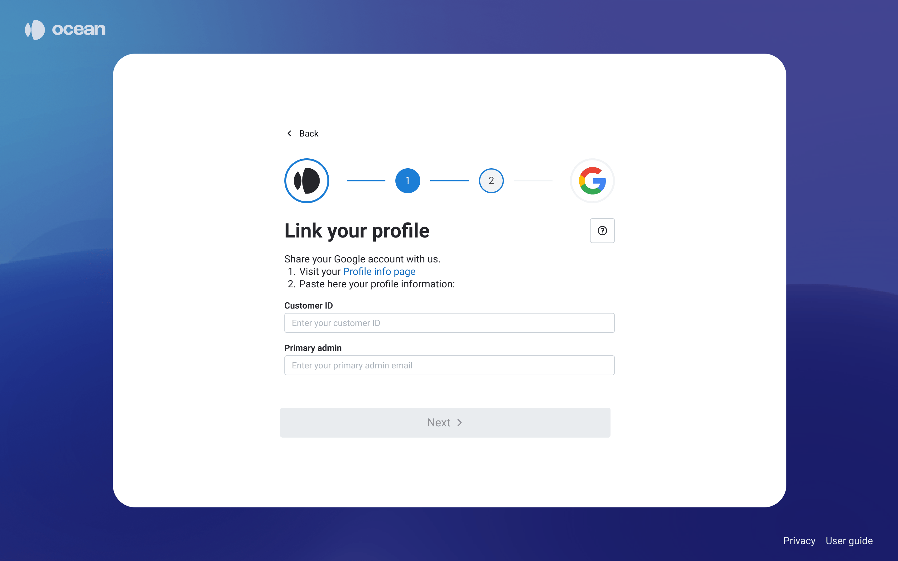 Profile info page