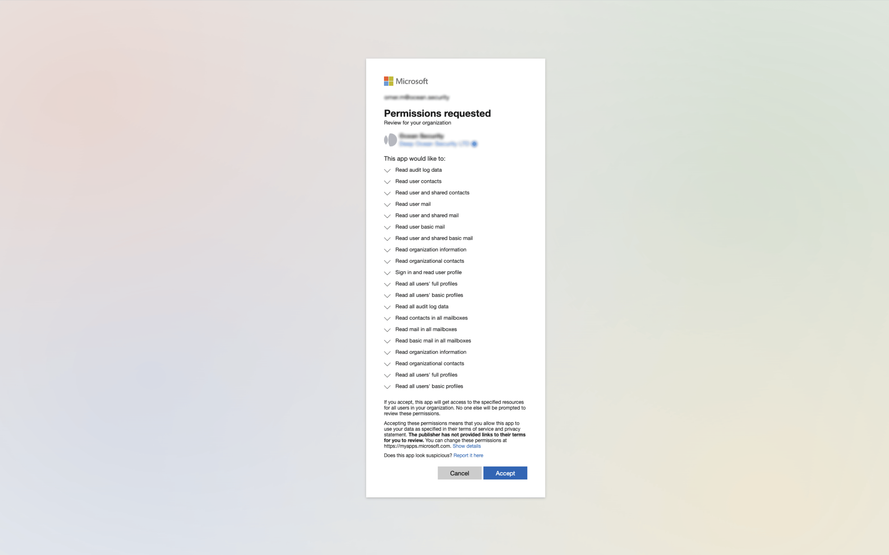 Microsoft permissions consent