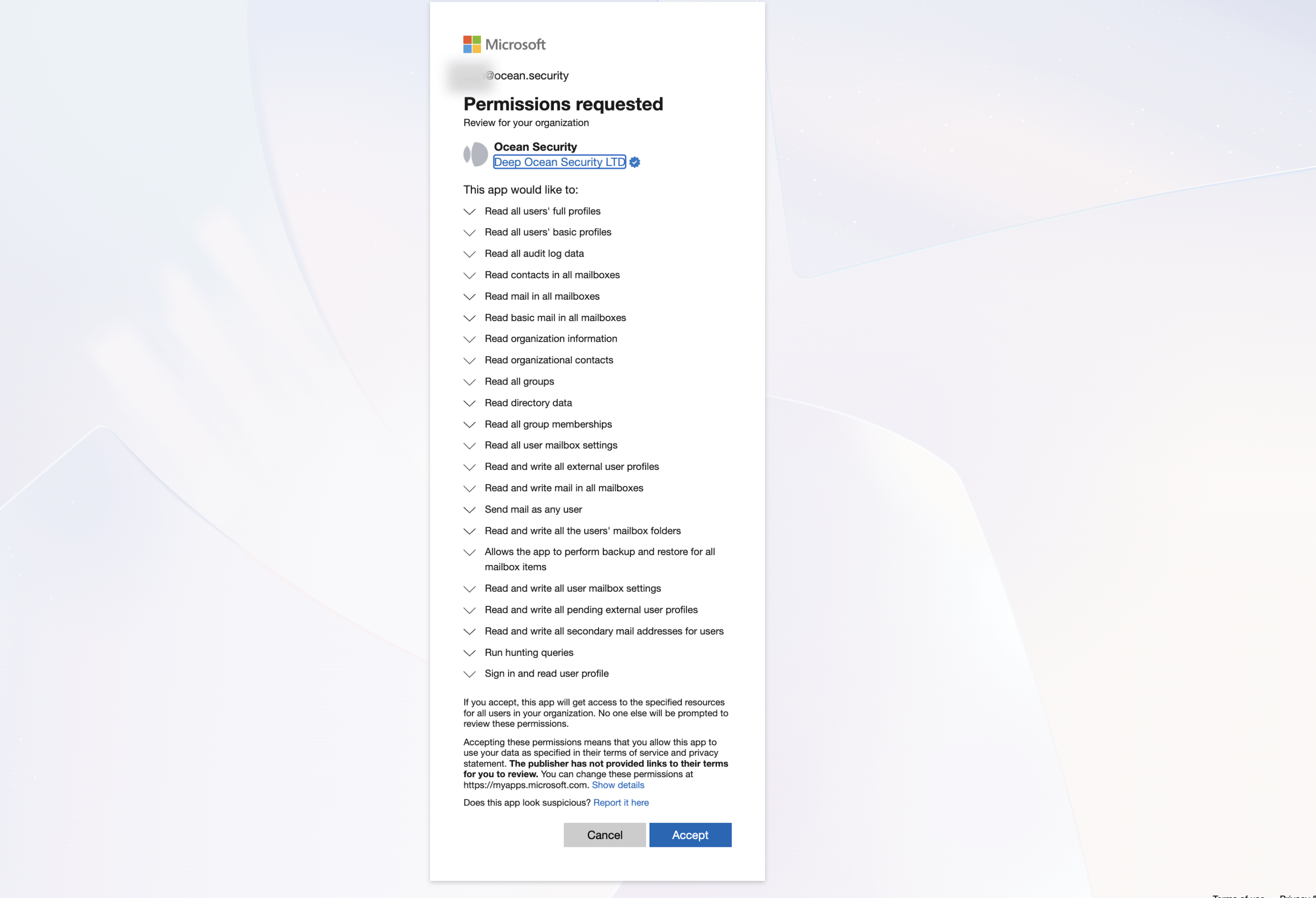Microsoft consent for additional permissions