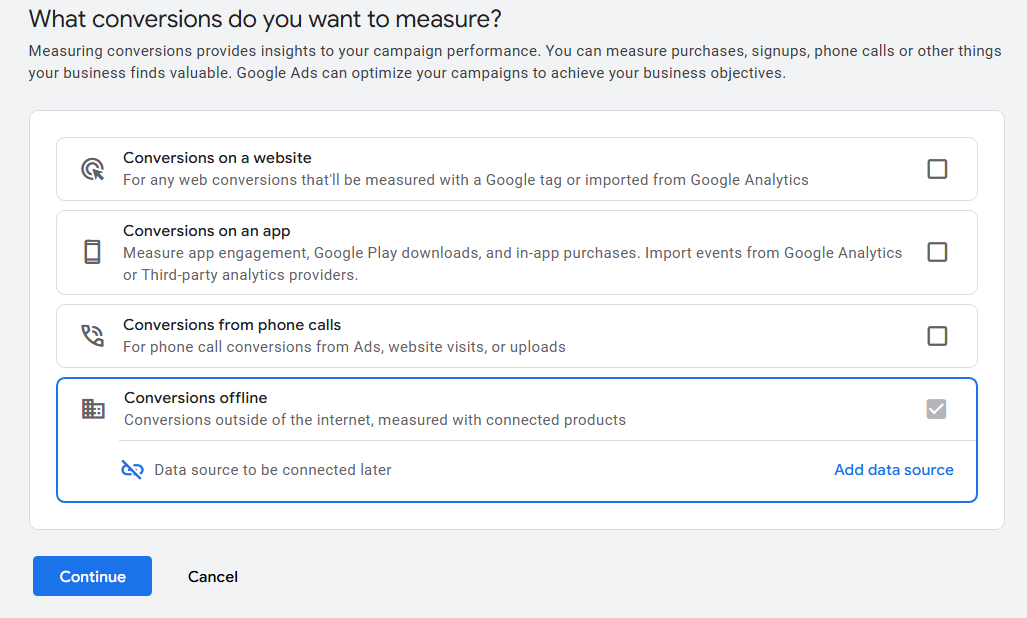 Google Ads Outgoing Integration Conversions Offline Connection