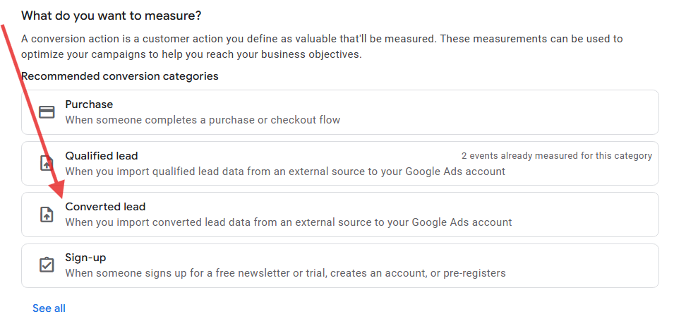 Google Ads Outgoing Integration Create Converted Lead