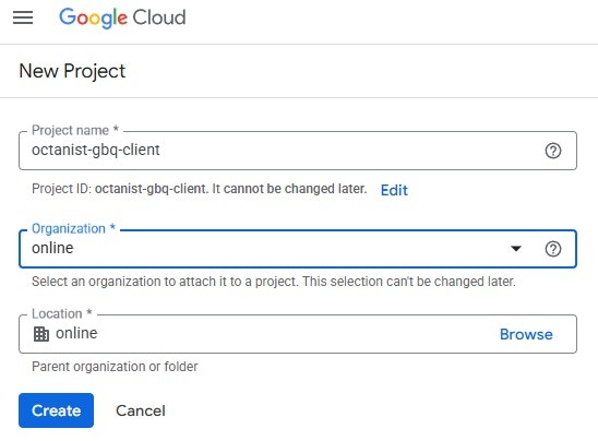 Create BigQuery Project