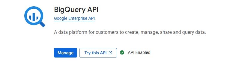 Enable BigQuery API