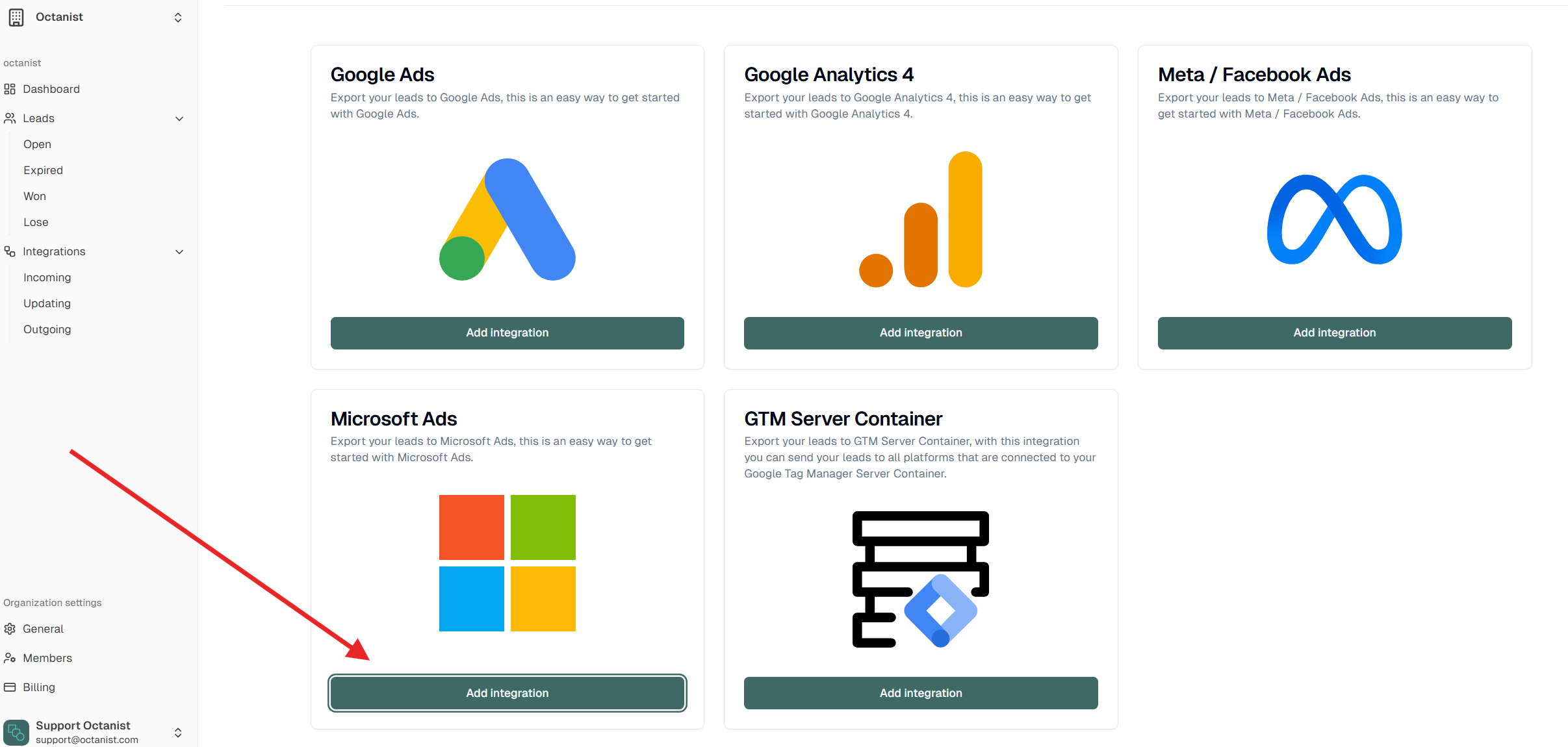 Outgoing Integrations Microsoft Ads Add Integration Pn