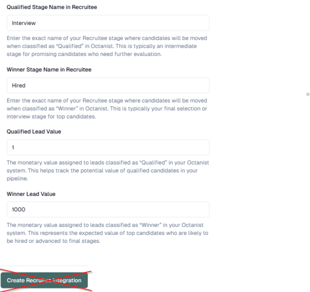Octanist Recruitee Fill In The Integrations Fields Pn