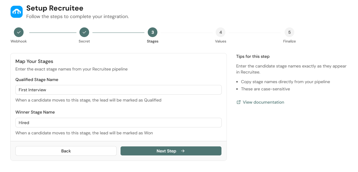 Deal Stages in Recruitee for Octanist Deal Stages in Recruitee for Octanist