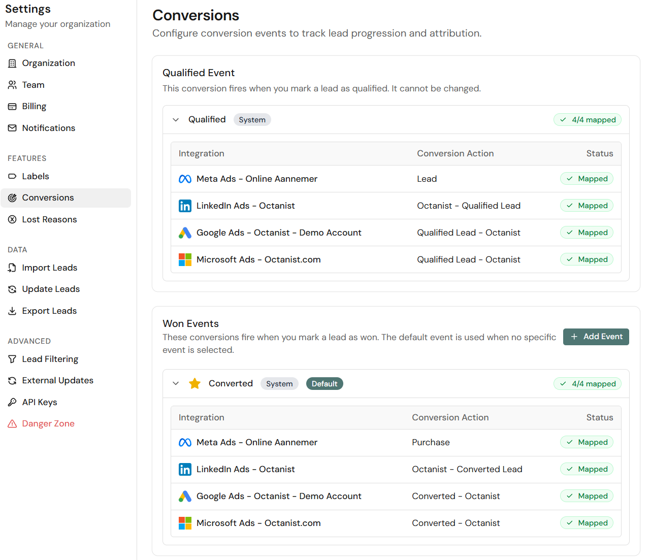 Octanist Settings Conversions