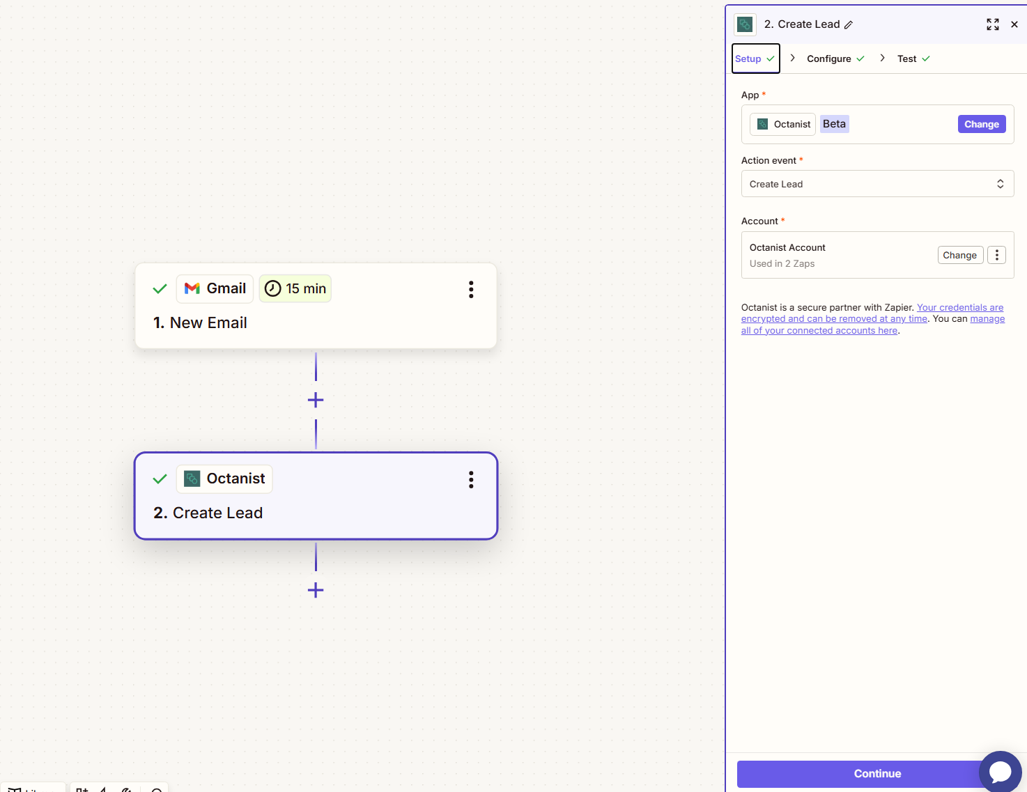 Zapier Setup Create Lead