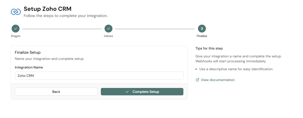 Octanist Add Zoho Integration Finalize