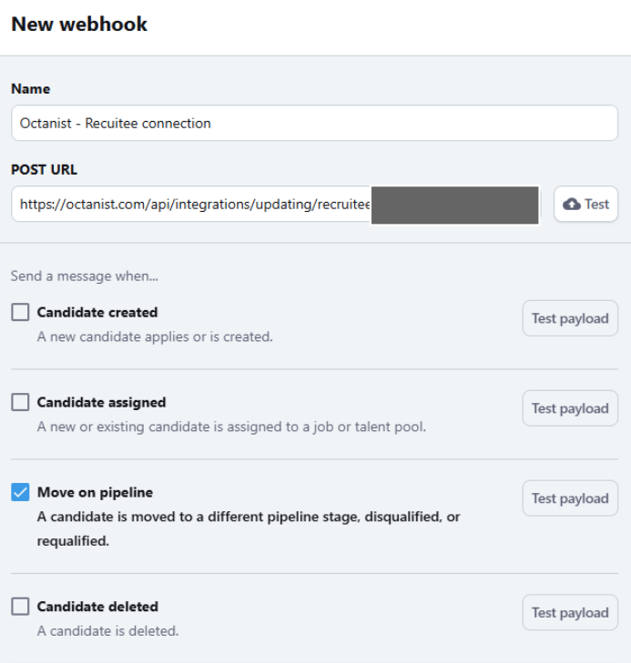 Recruitee Webhook Fill In The Fields
