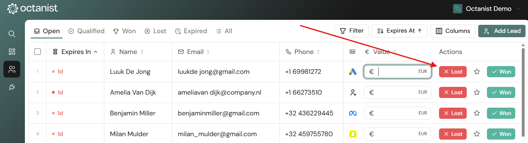 Octanist Lead Marked As Lost