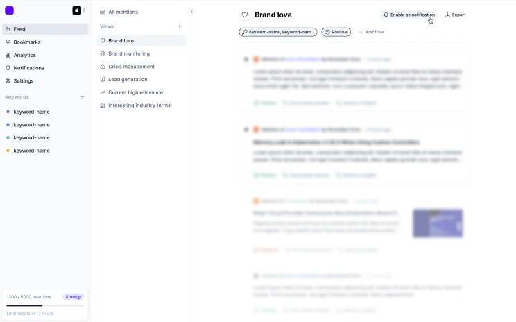 Set up notifications from the feed