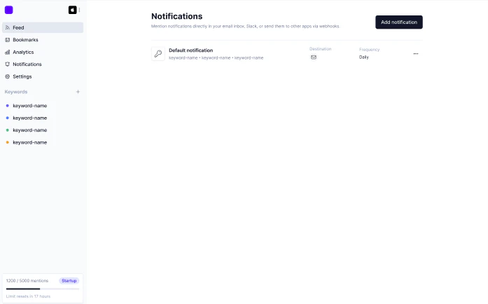 Set up notifications from the notifications page