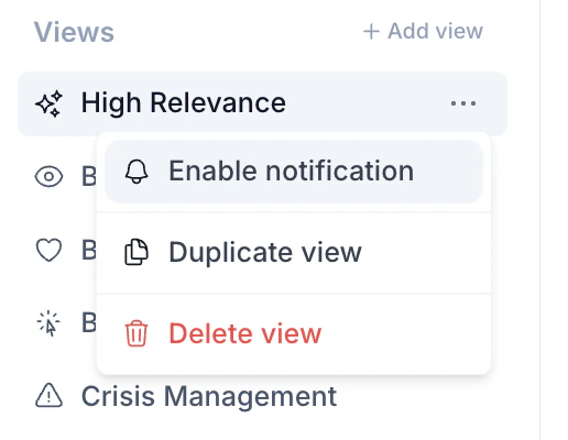 Enable notification from sidebar