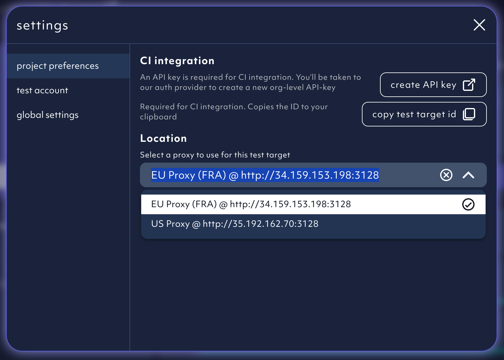 proxy settings