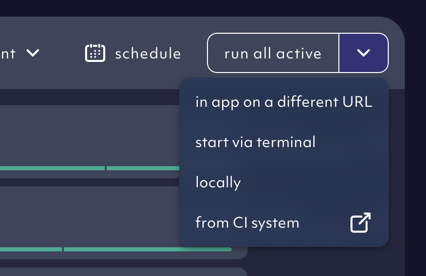 Run tests button in the Octomind app