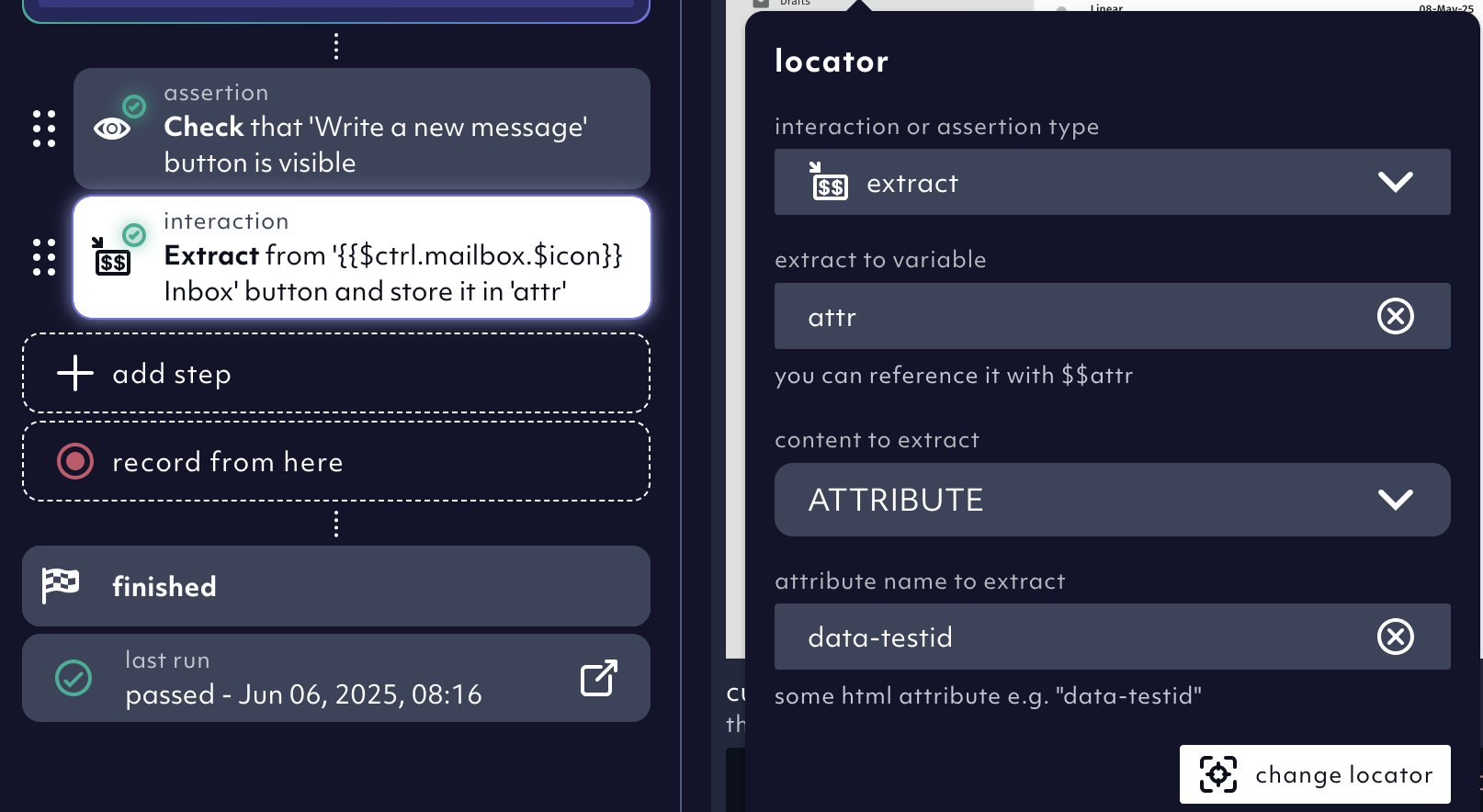 Example of extract step with attribute, 06/2025