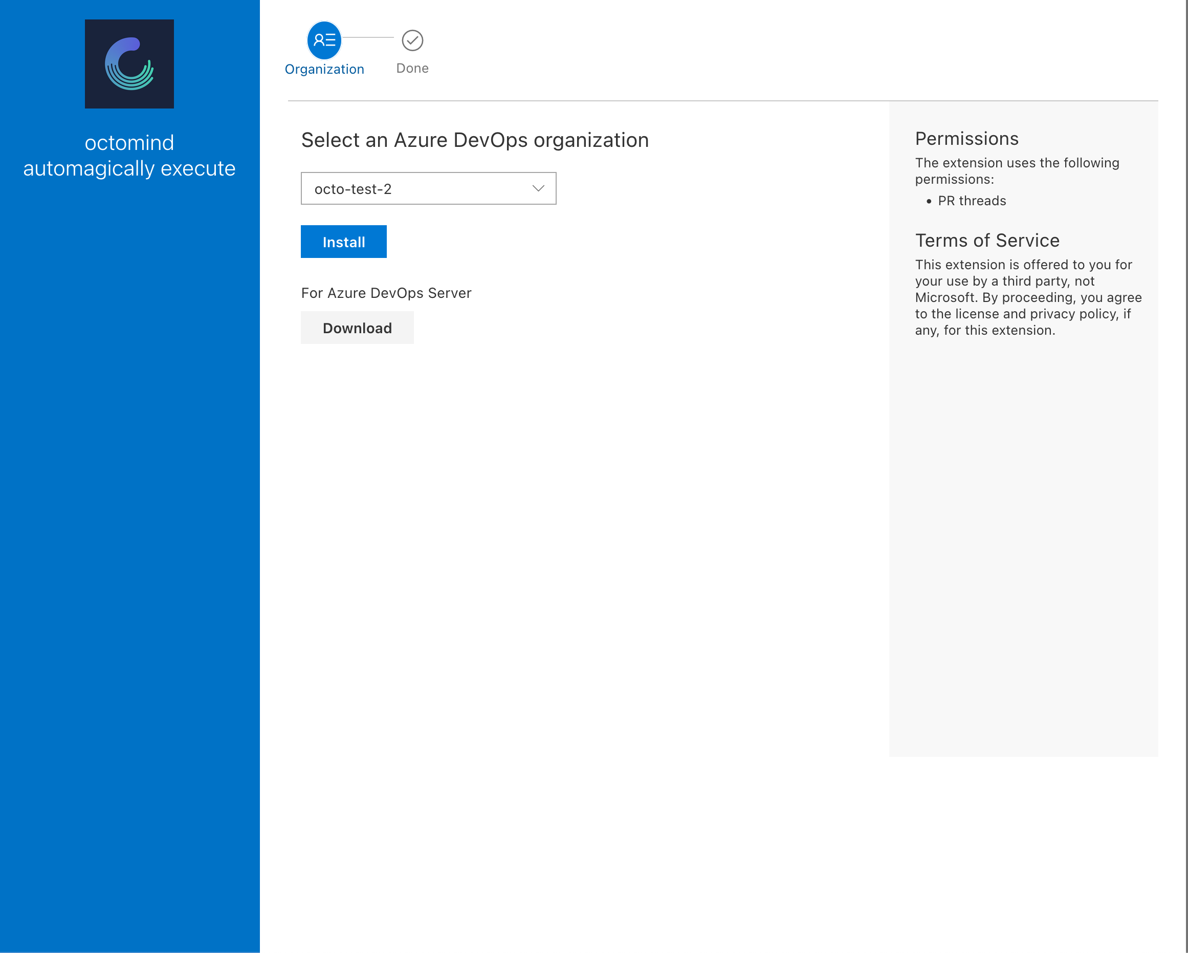 Octomind Azure install