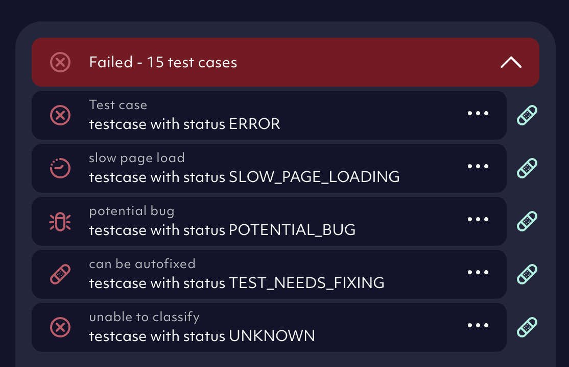 test failure classification, screenshot