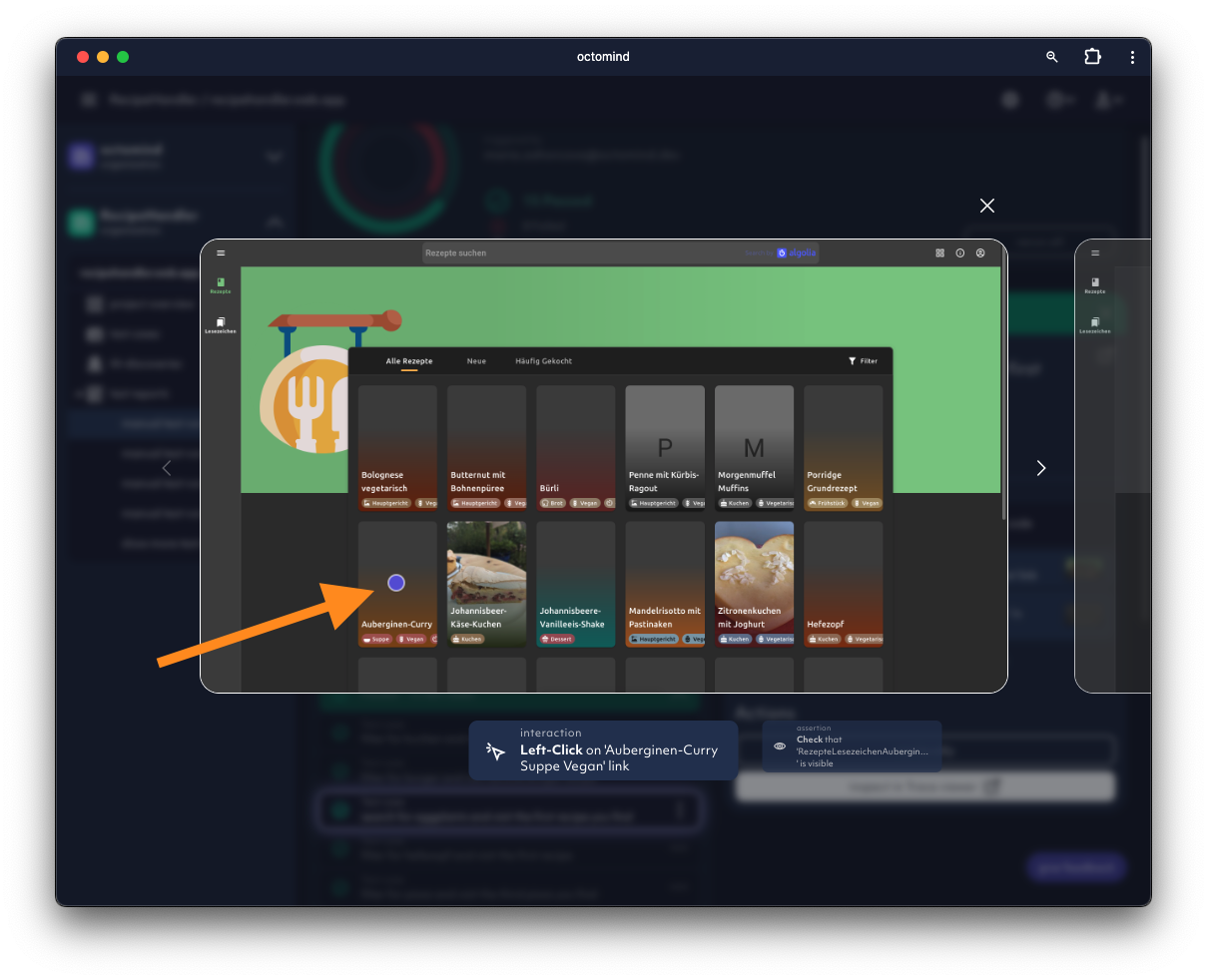 element highlighter in test steps screenshot