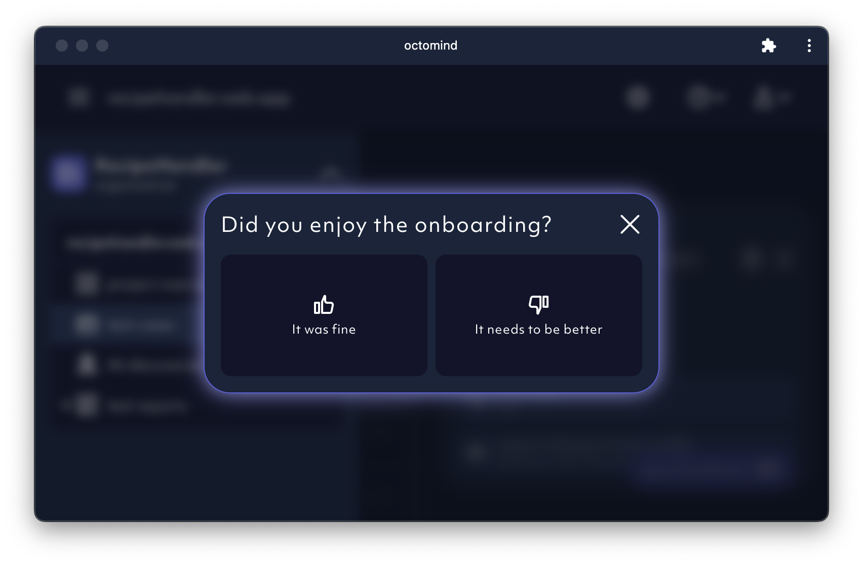 onboarding thumbs up/down feedback modal