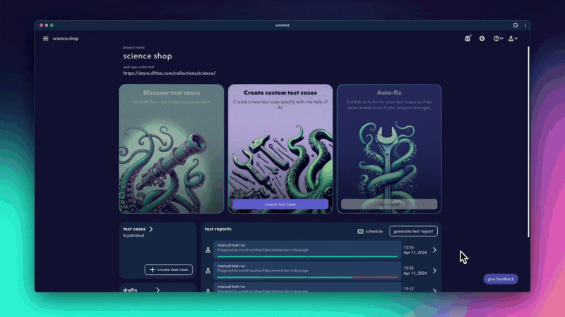 scheduling of test reports