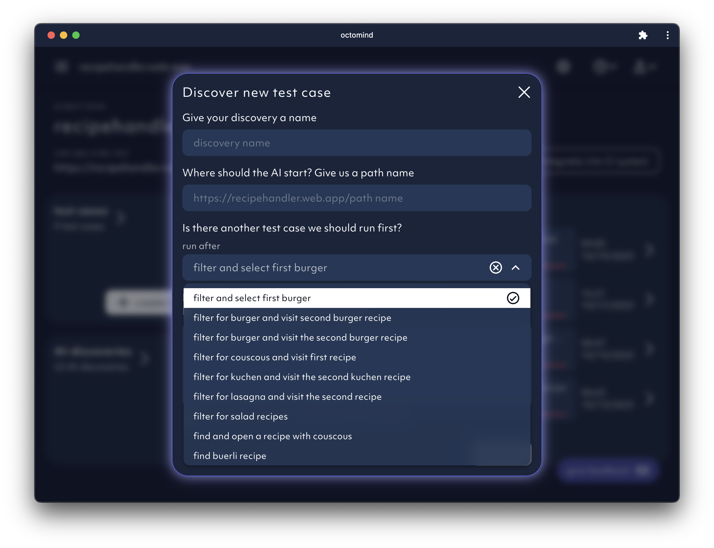 Test case chaining for AI test discovery