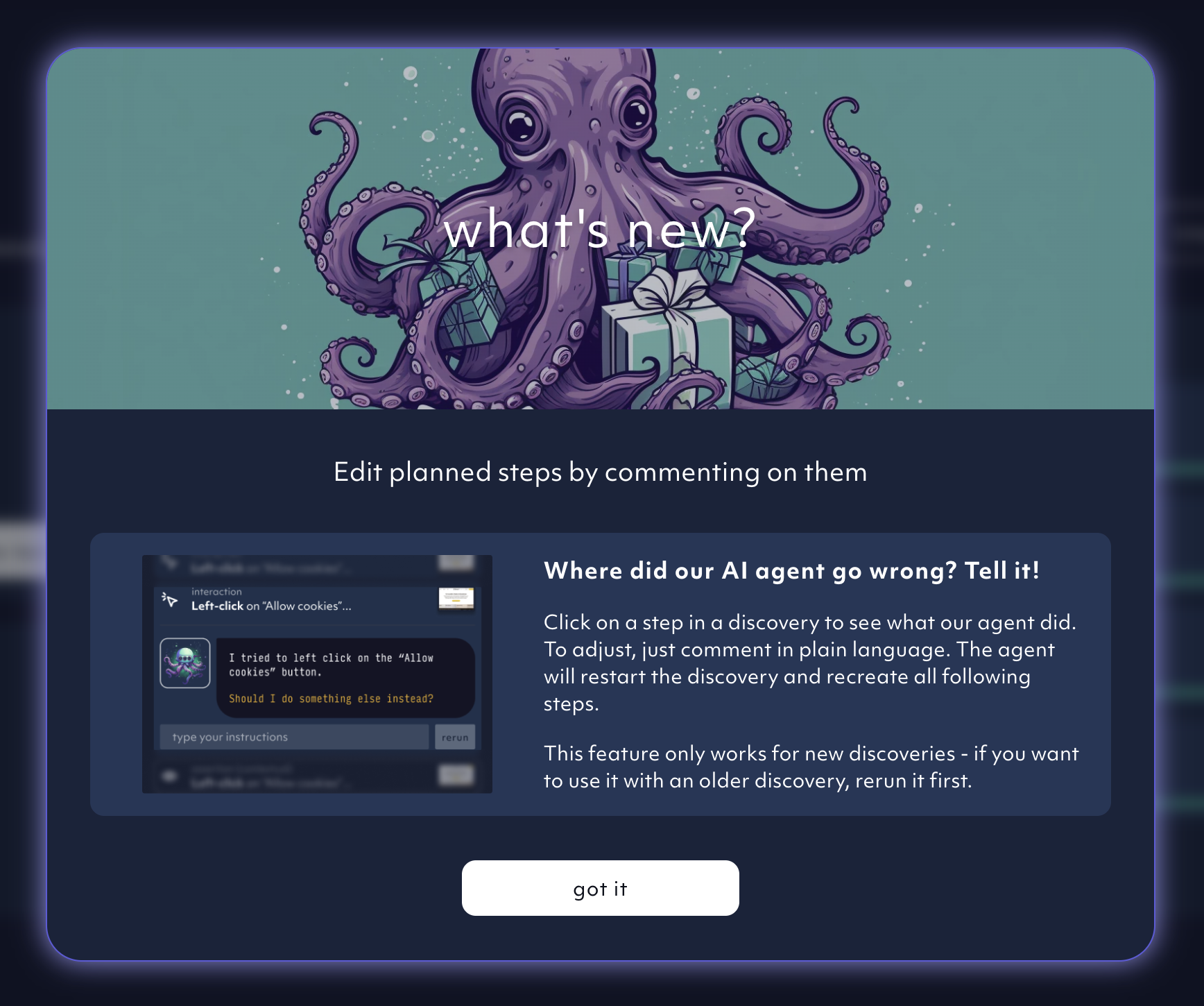New features modal
