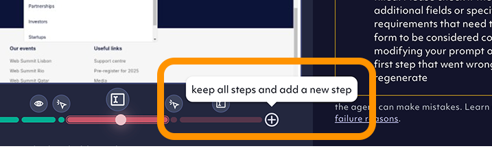 adding a step on the timeline, screenshot