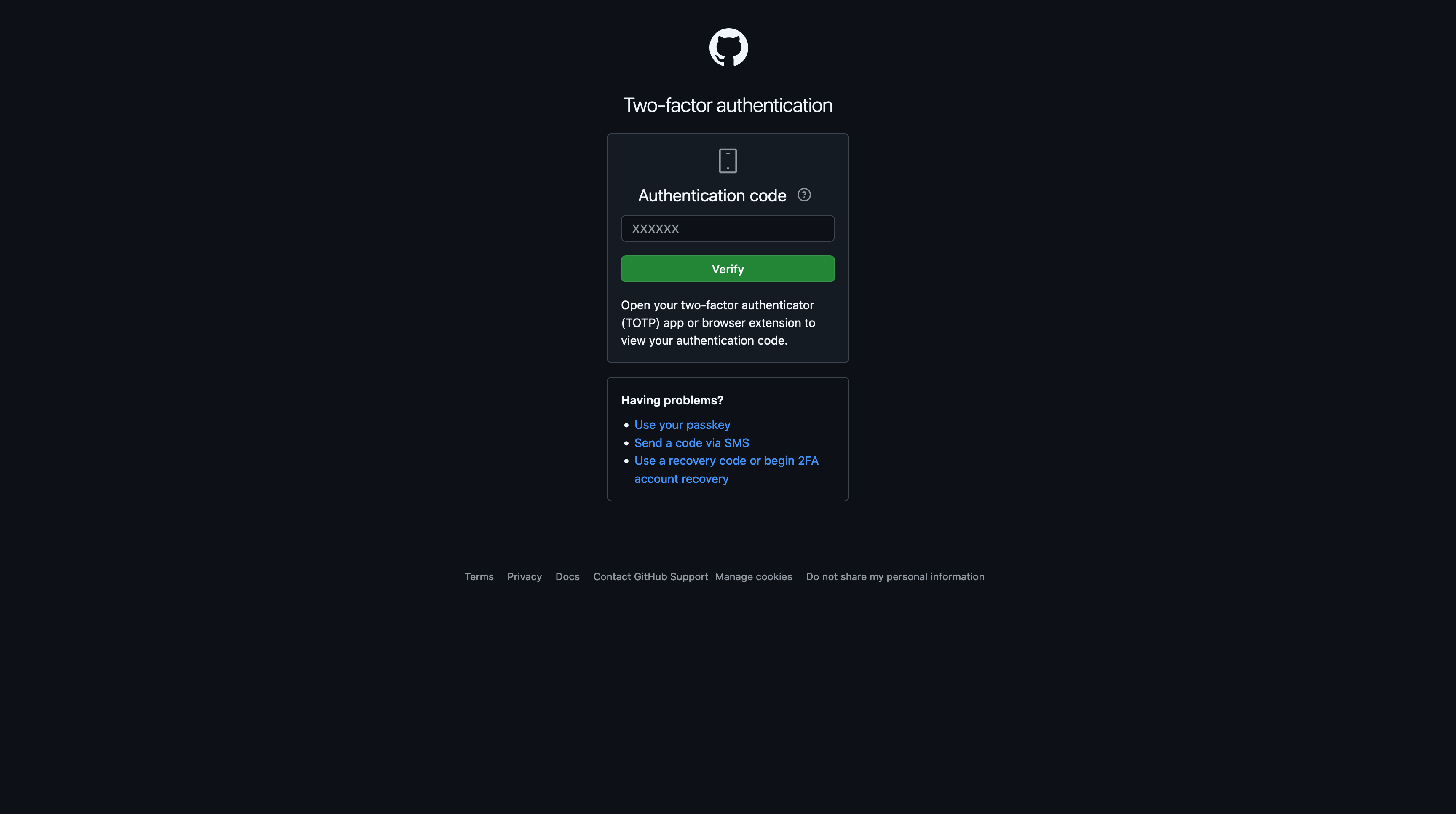 screenshot 2FA prompt 10/2024