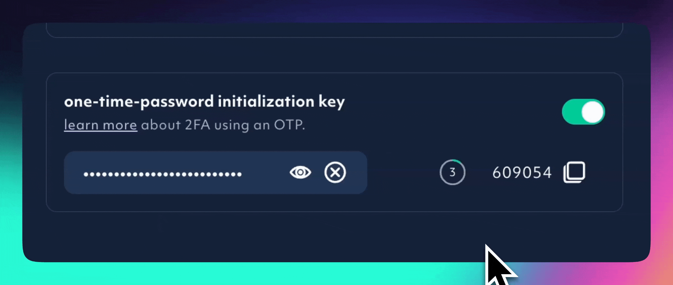 animated element showing OTP setup