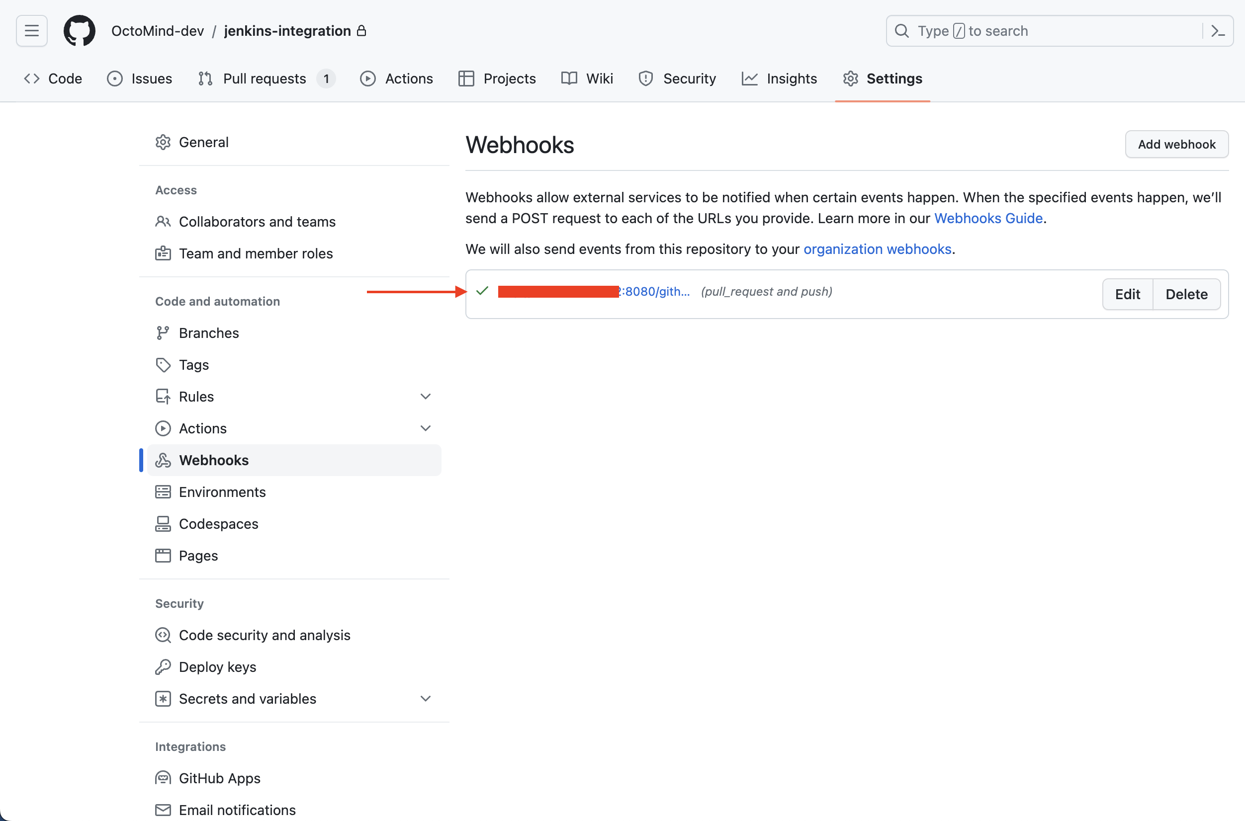 Validating webhook