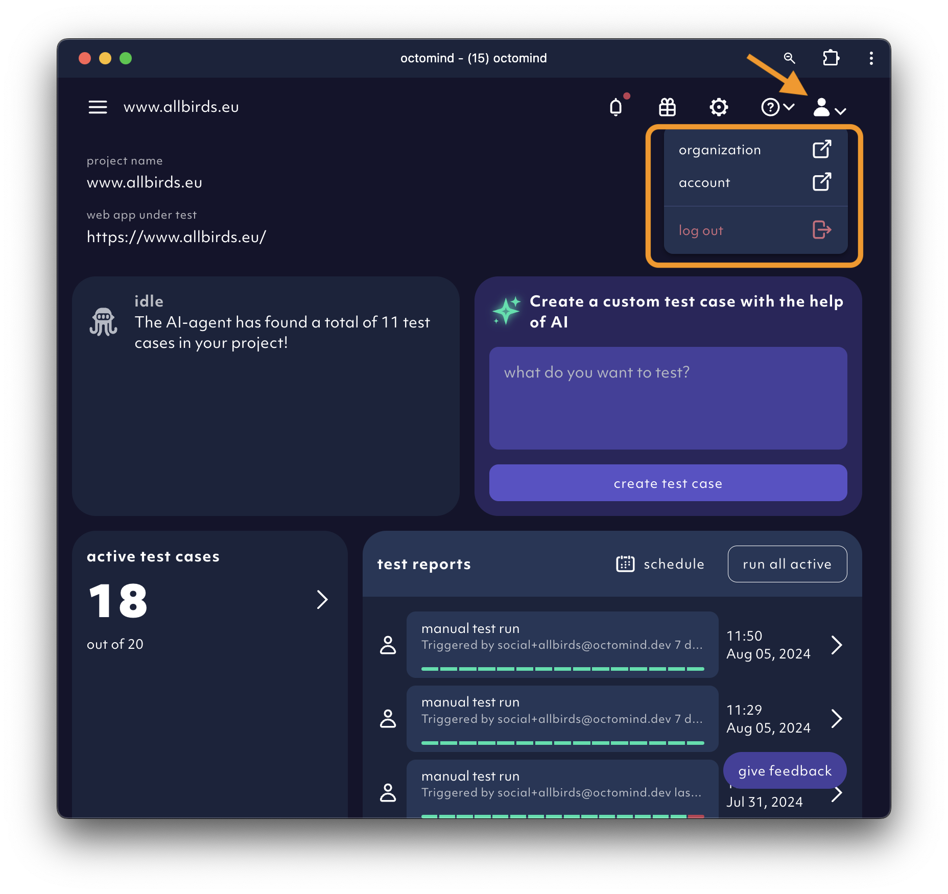 organization and my account settings