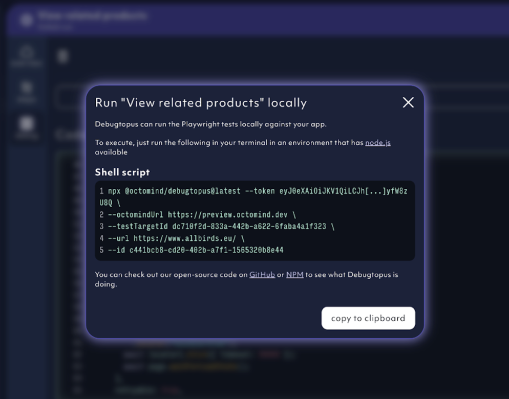 Run test code locally